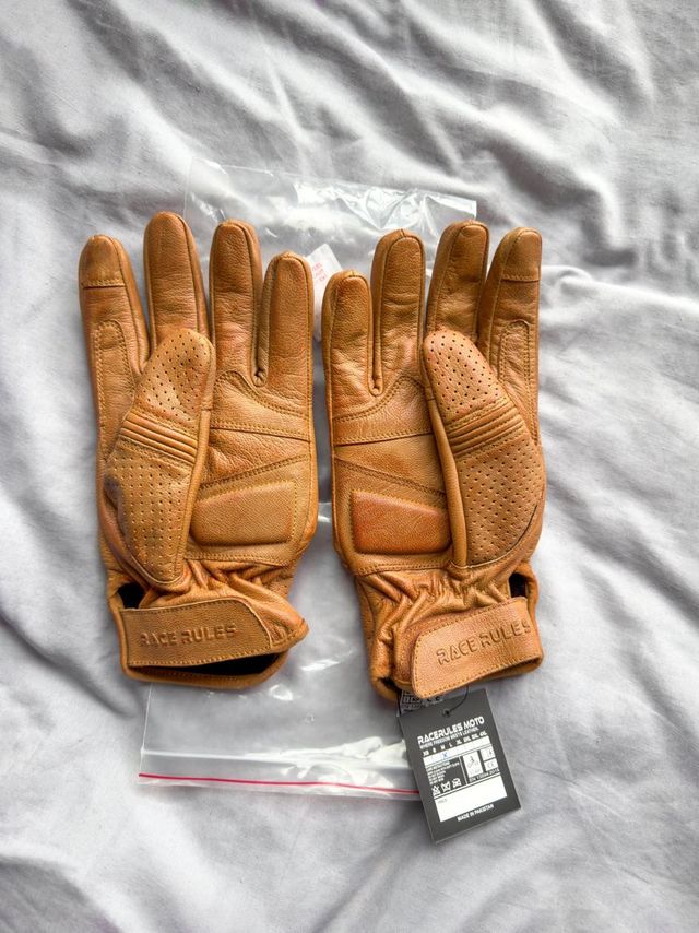 Guantes de moto cuero marrones talla S/8