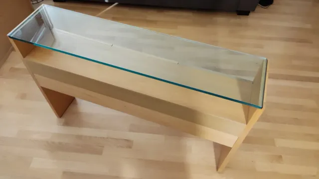 Mueble recibidor madera y cristal