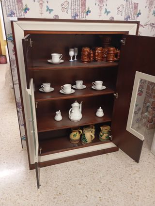 Vitrina vajillero en colorCerezo 2 Puertas Cristal