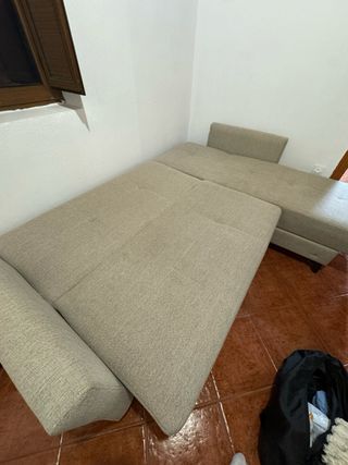 Sofá Cama Chaise Longue Beige