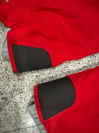 Pantalón de esquí Descente rojo con tirantes