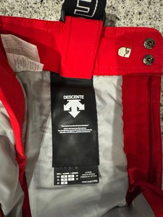 Pantalón de esquí Descente rojo con tirantes
