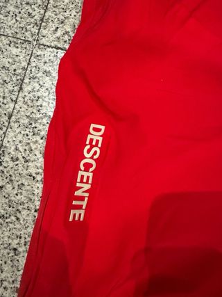 Pantalón de esquí Descente rojo con tirantes