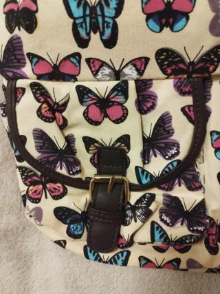 Mochila vintage de lona con diseño de  mariposas