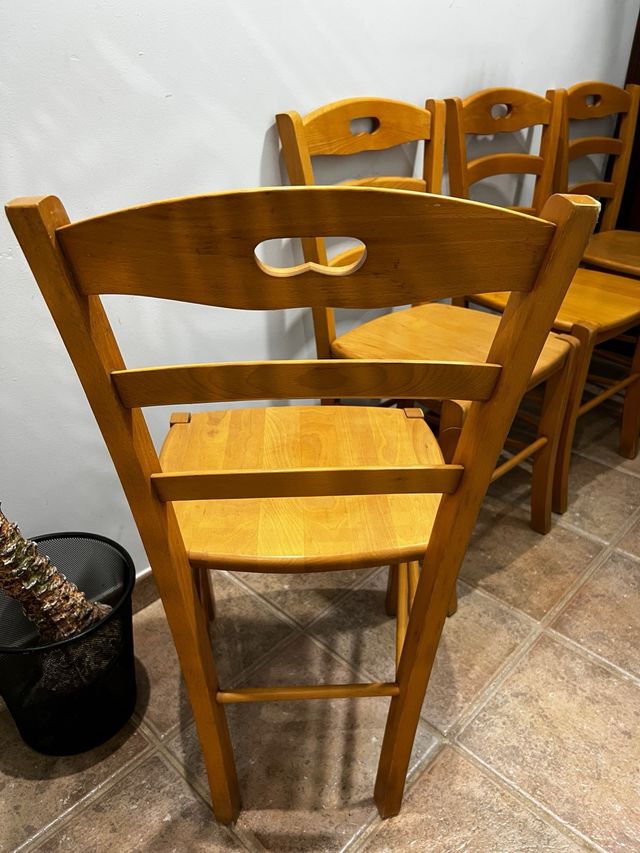4 Sillas de Madera Maciza Pino