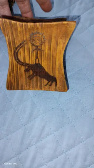 Porta candela artigianale in legno