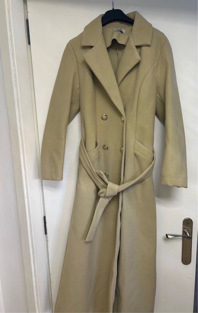 Chaqueta larga cruzada beige Talla S