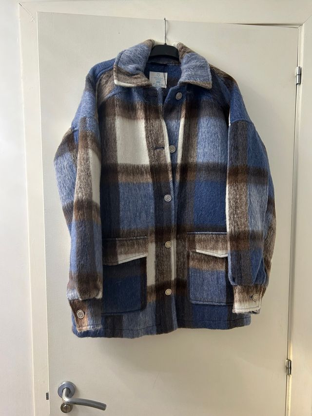 Chaqueta cuadros azul y marrón Talla XS