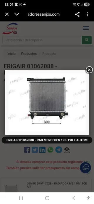 Radiador Mercedes 190 Gasolina Automático