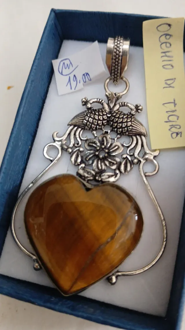 Pendente Cuore Occhio di Tigre Argento 925