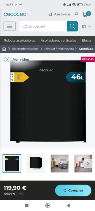 Mini frigorifero Cecotec Grandcooler 20000