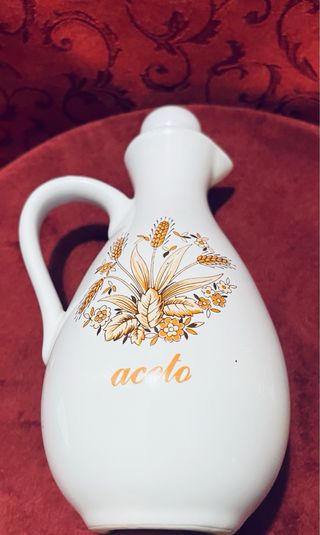 Ampolla ceramica vintage per aceto decorata