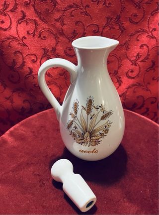 Ampolla ceramica vintage per aceto decorata