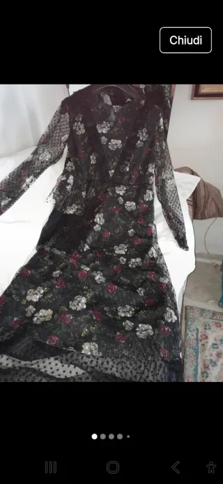 Abito lungo floreale nero