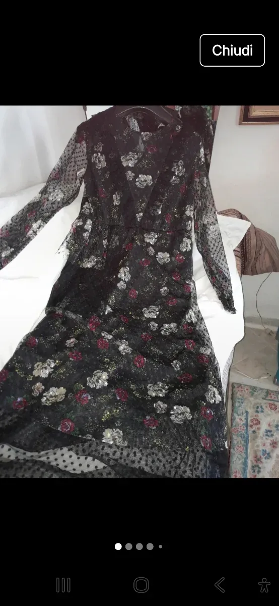 Abito lungo floreale nero