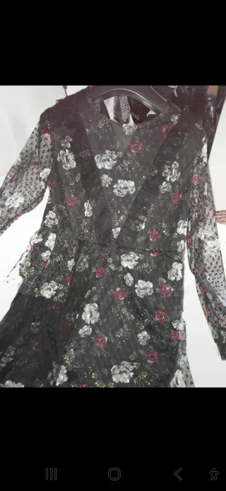 Abito lungo floreale nero