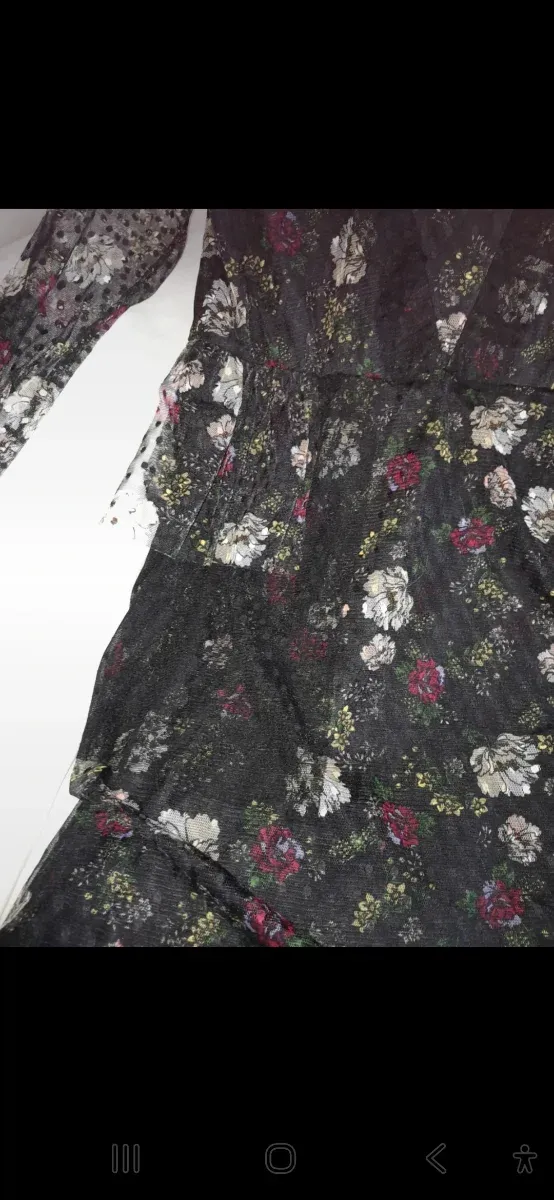 Abito lungo floreale nero