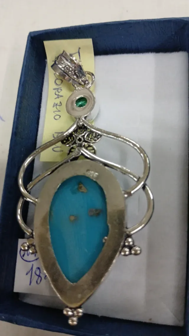 Pendente Argento Turchese e Topazio Blu