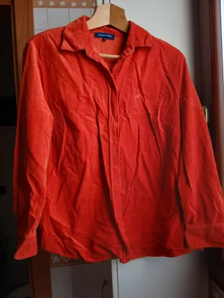 Camicia velluto a coste corallo L