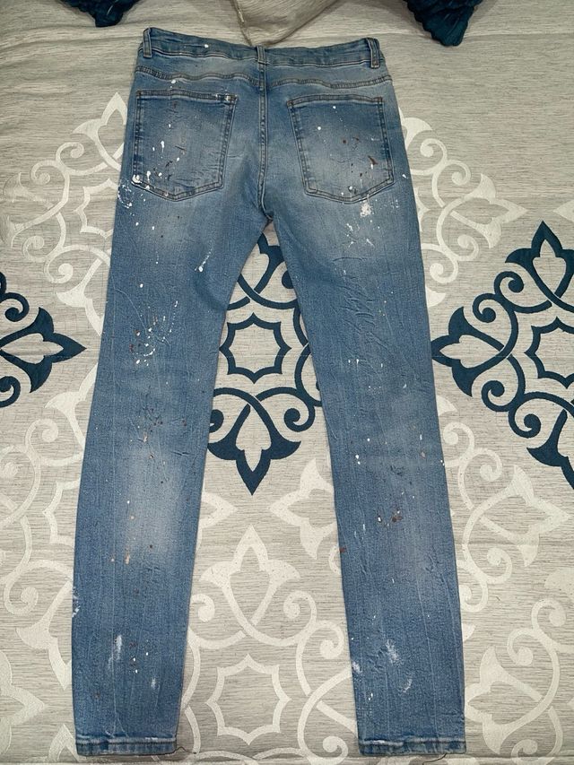 Pantalón skinny T38 azul con rotos