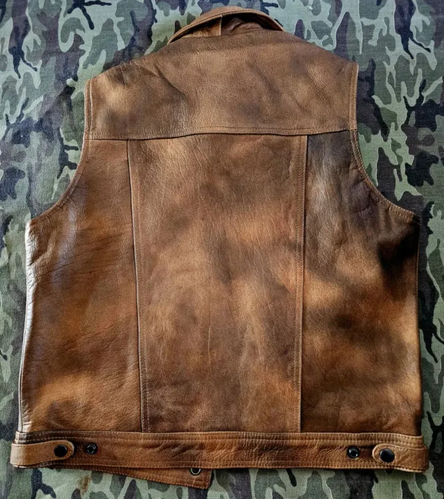 Chaleco de cuero marrón talla M