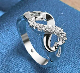 Anillo Plata Ley 925 Corazones Infinito