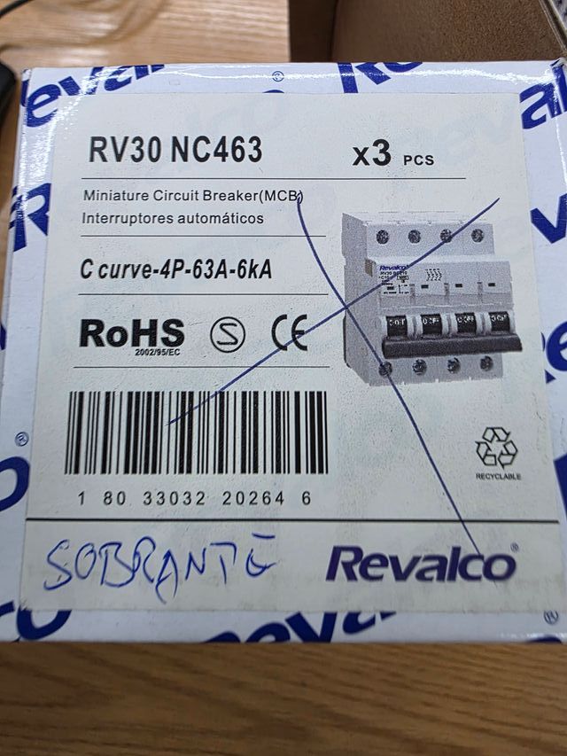 Magnetotérmico RV30NC420 4P 63A C 6kA REVALCO