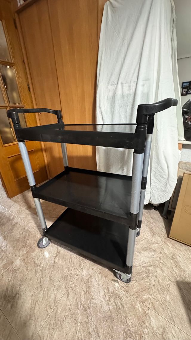 Carrito Auxiliar VEVOR de 3 Niveles Negro