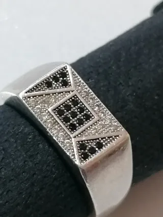 Anillo Plata Hombre Negro