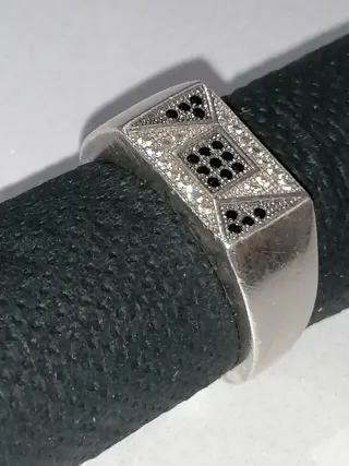 Anillo Plata Hombre Negro