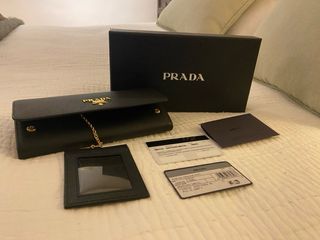 Billetera Prada Piel Negra Mujer Sin Estrenar