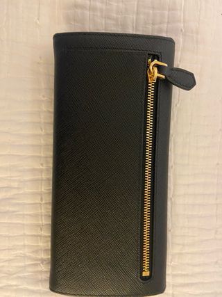 Billetera Prada Piel Negra Mujer Sin Estrenar