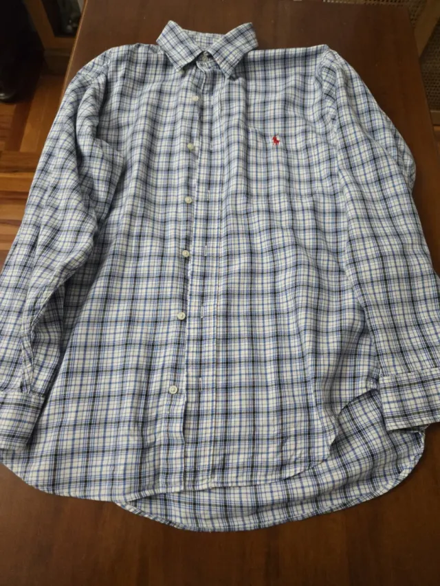 Camisa Polo Ralph Lauren cuadros azul y blanco
