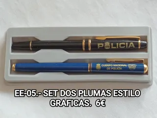 Set Pluma y Bolígrafo Madera Policía Nacional