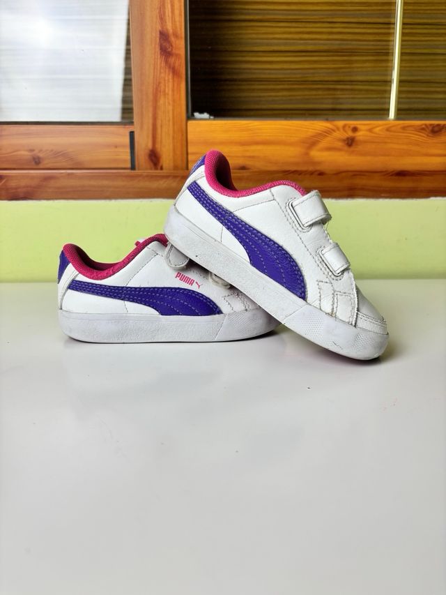 Zapatillas Puma niña blancas y rosa T24