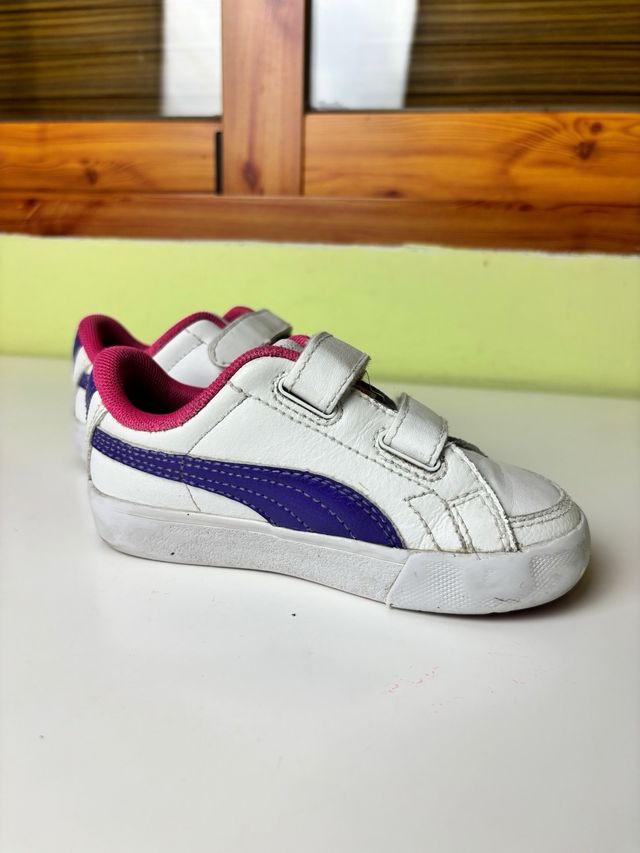 Zapatillas Puma niña blancas y rosa T24