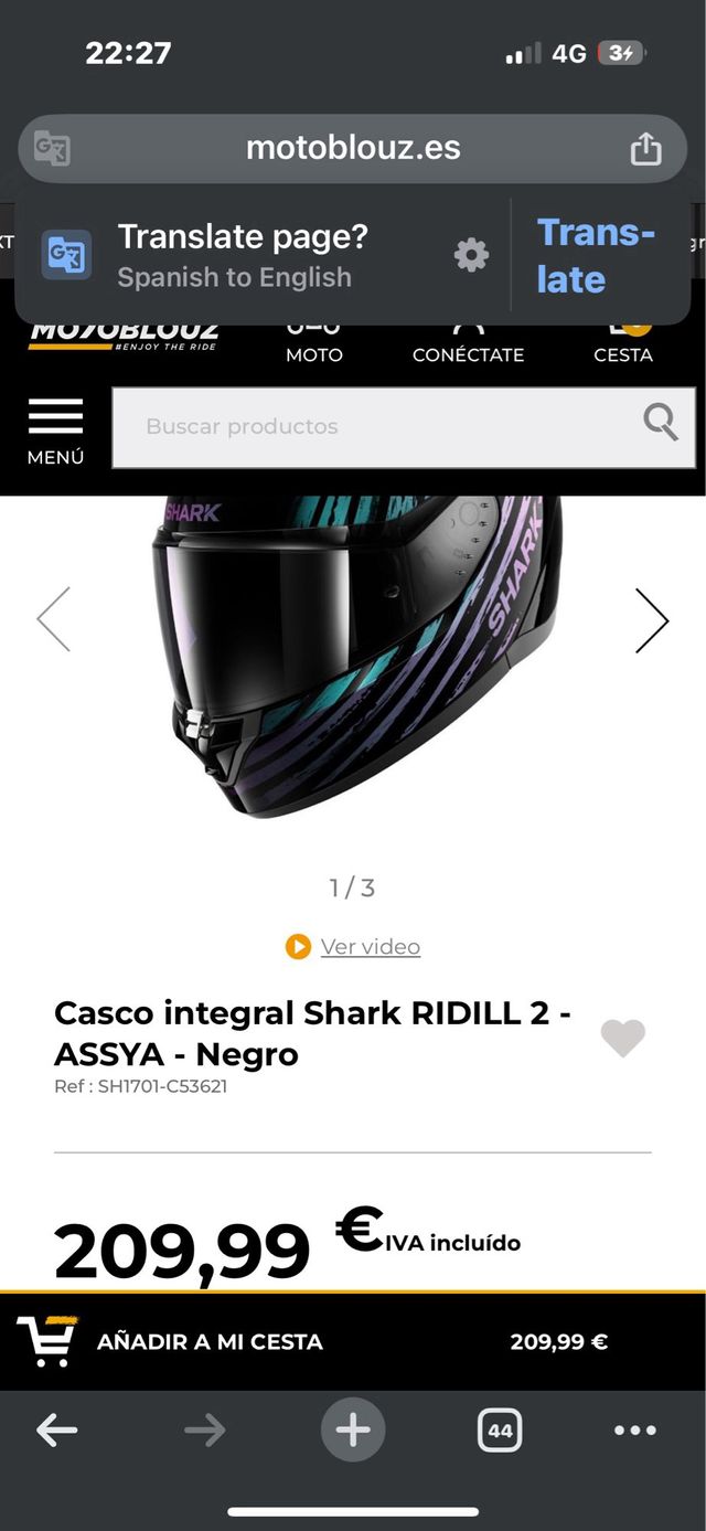 Casco Shark Nero XL