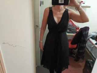 Vestido seda negro fiesta S Massimo Dutti