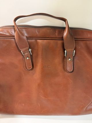 Maletín de piel cabe portátil 40x27x6