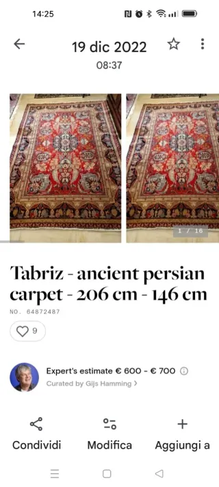 Tappeto persiano Tabriz 206x146 cm