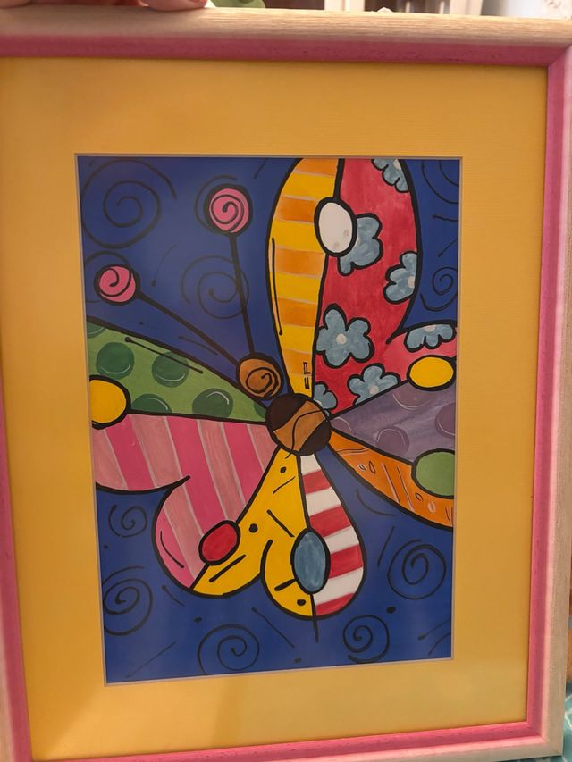 Acuarela Mariposa Infantil Enmarcada 34x42cm