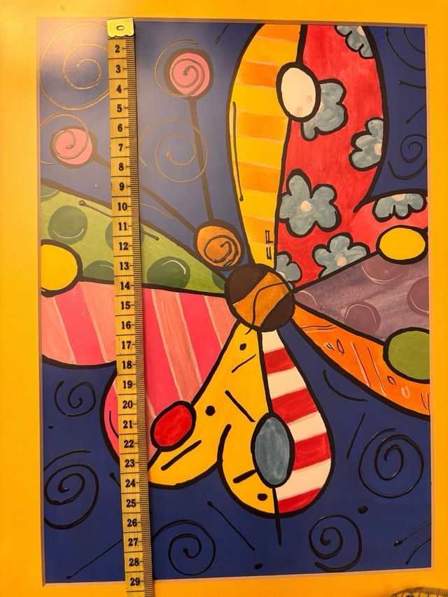 Acuarela Mariposa Infantil Enmarcada 34x42cm