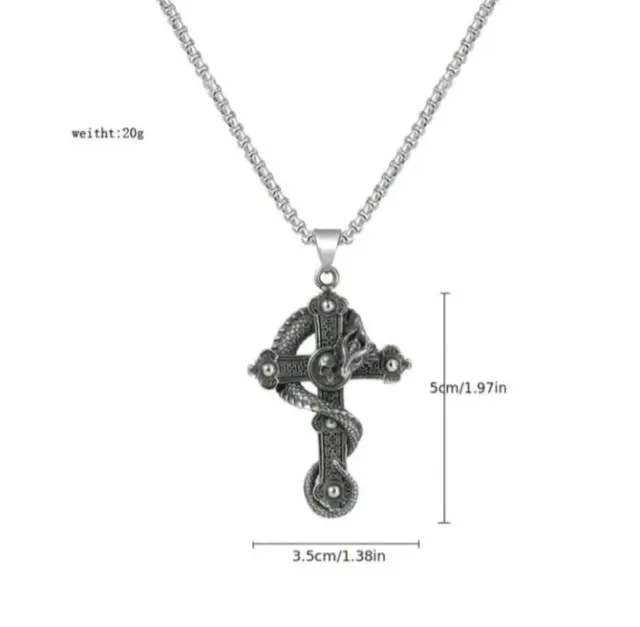 Cadena con colgante cruz gótico dragón