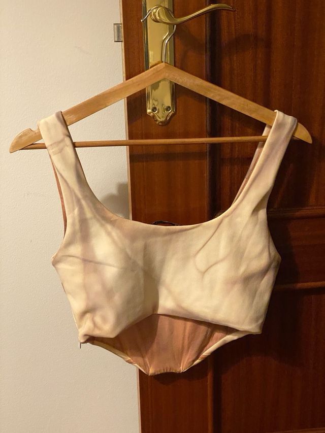 Top Corsé Zara Beige y Rosa Talla M