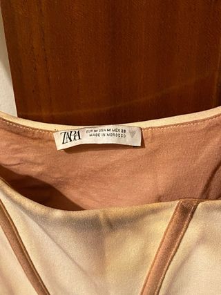 Top Corsé Zara Beige y Rosa Talla M