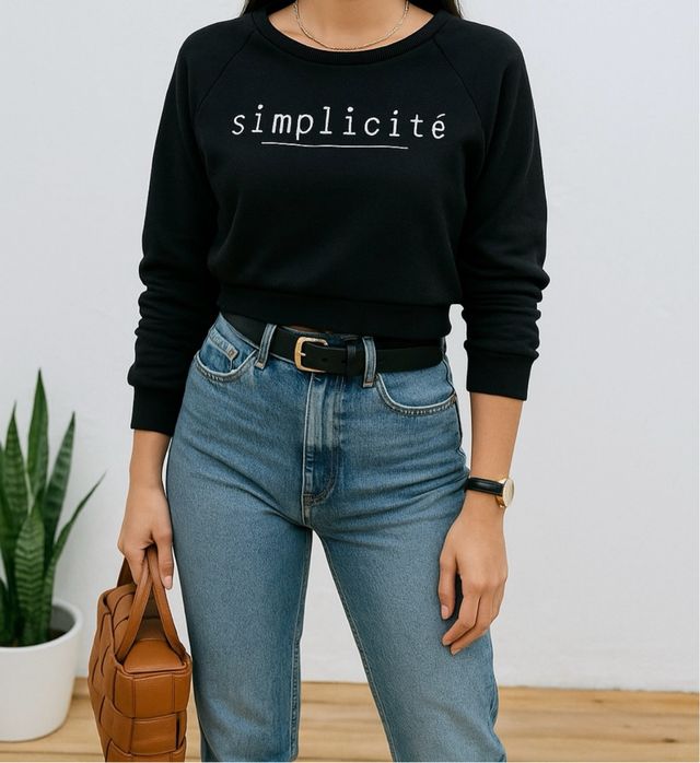 Sudadera corta negra Stradivarius Talla S