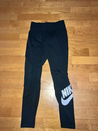 Mallas Nike Mujer Negras con Logo Blanco