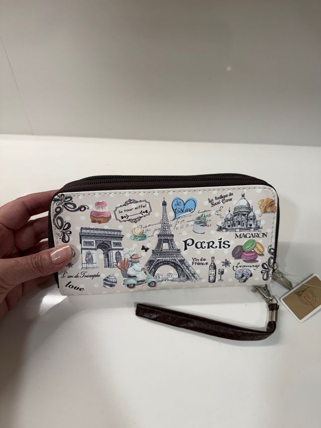 Monedero doble con diseño París 19x10x3