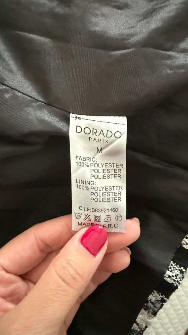 Chaqueta tweed cuadros blanco y negro