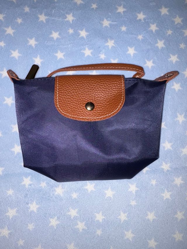 Borsa piccola blu e marrone